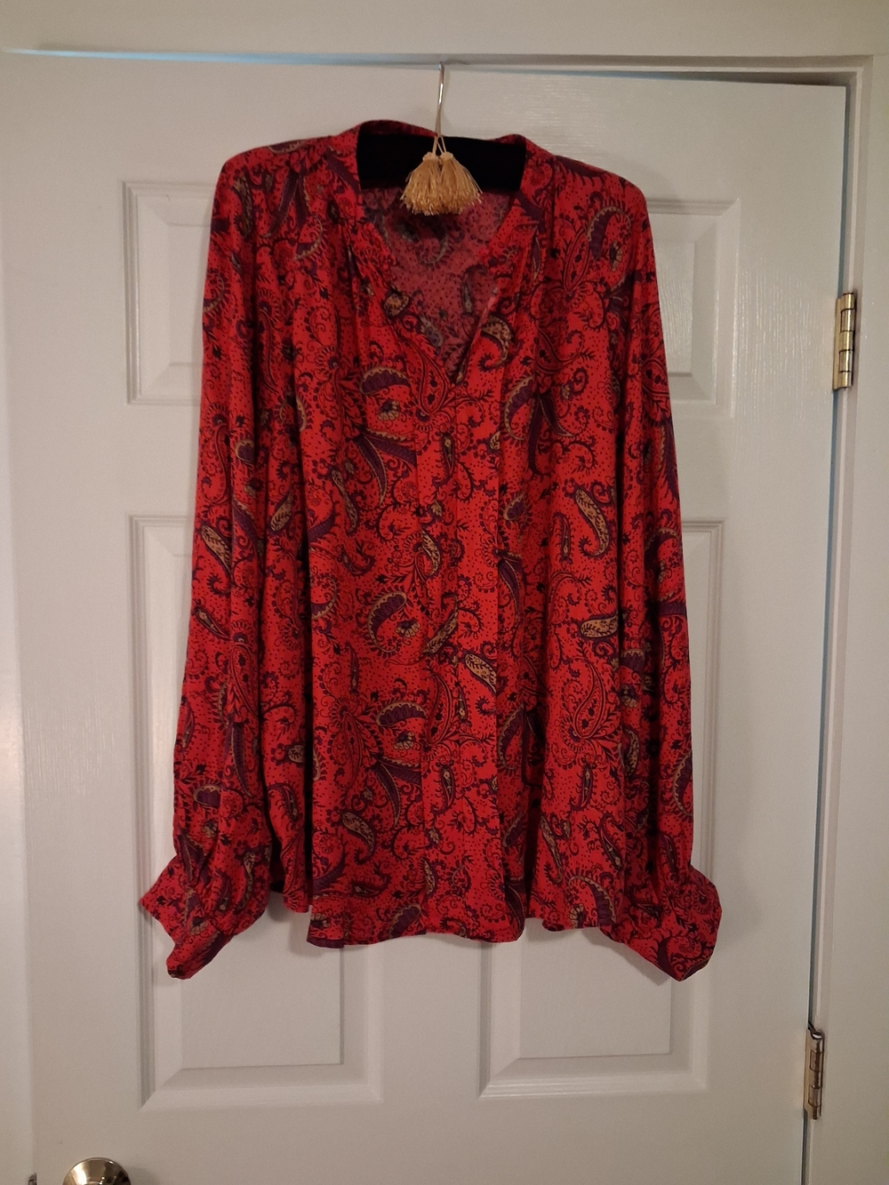 Liz Claiborne Red Paisley Button-Front Blouse